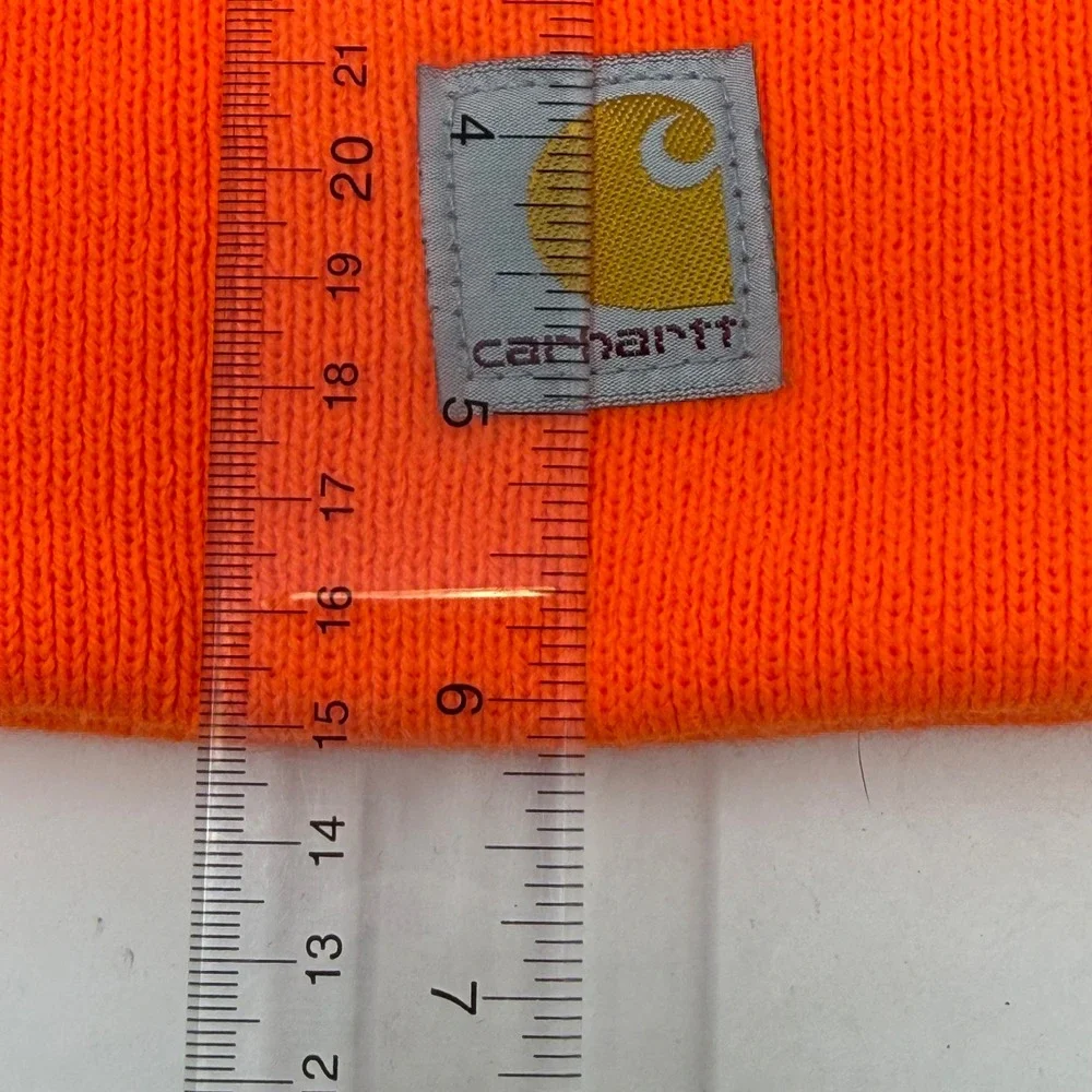Carhartt Youth Acrylic Watch‎ Hat Beanie Blaze Orange Cuffed Knit Logo Patch A18